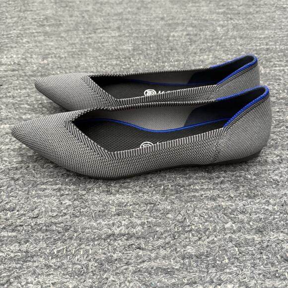 Rothys Ballet Flat Shoes Women 8.5 Gray Pointed Toe Slip On Career Washable - Picture 2 of 13